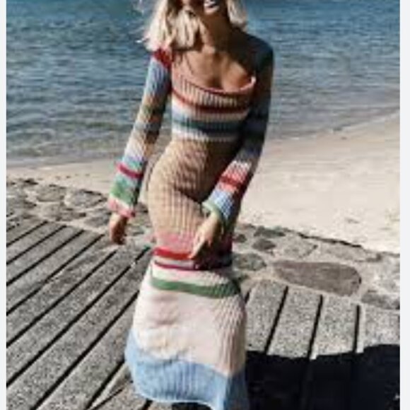 VRG GRL Work Of art Crochet Maxi Dress NWOT Small - Picture 6 of 8